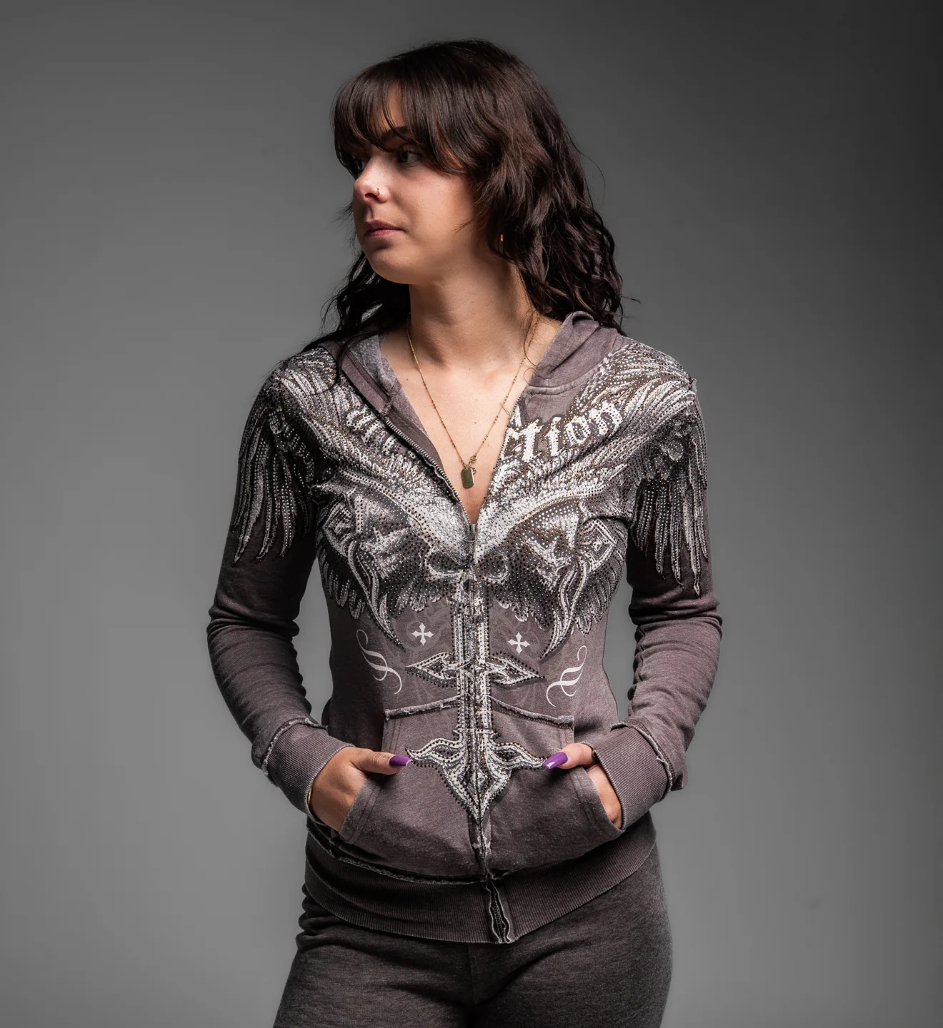 Death Eyes Burnout Zip-Up Hoodie - Image 4