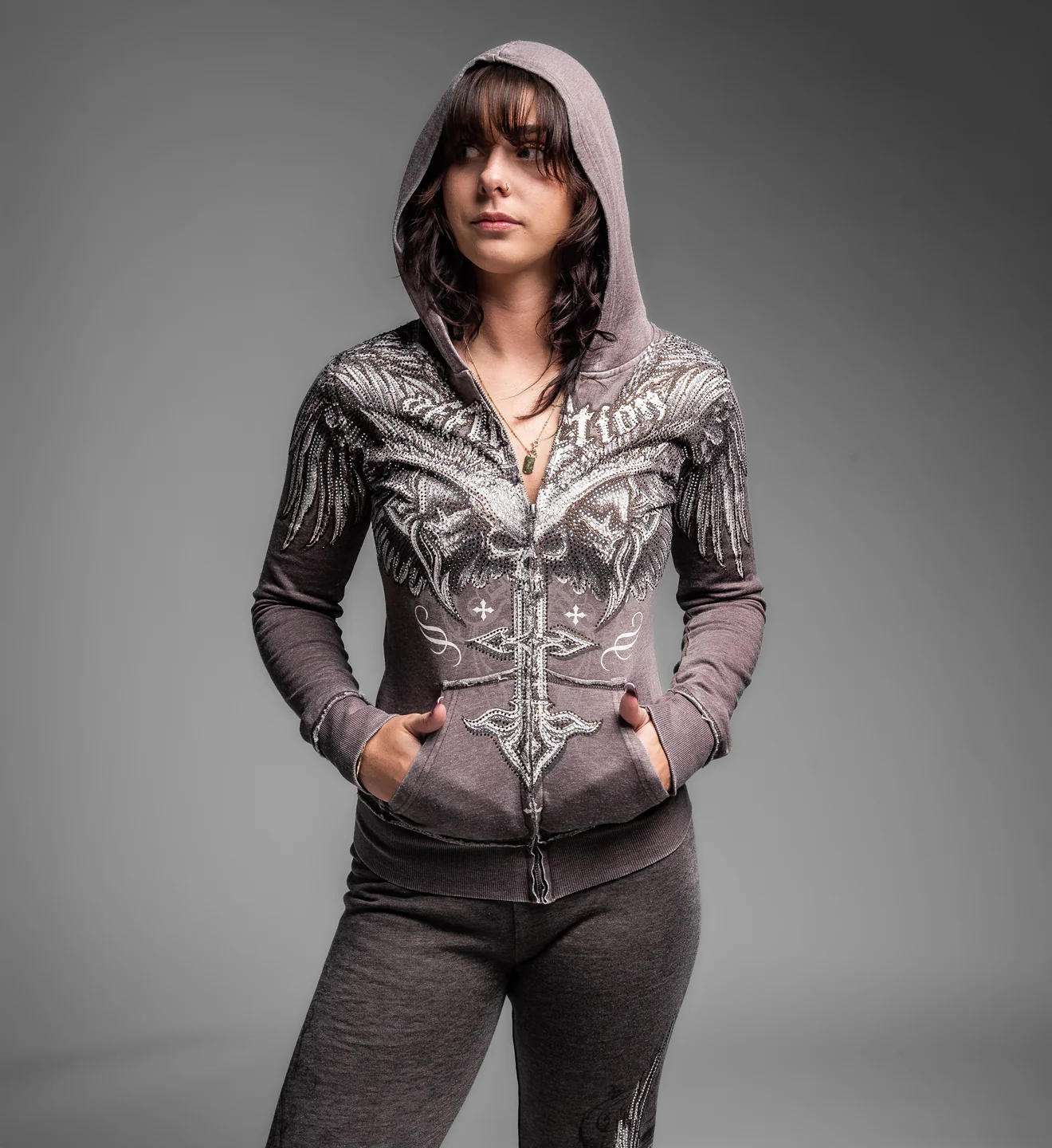 Death Eyes Burnout Zip-Up Hoodie - Image 5