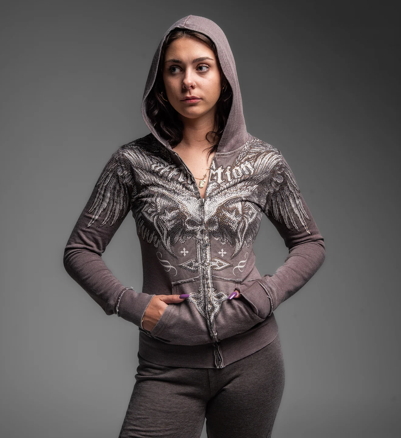 Death Eyes Burnout Zip-Up Hoodie - Image 6