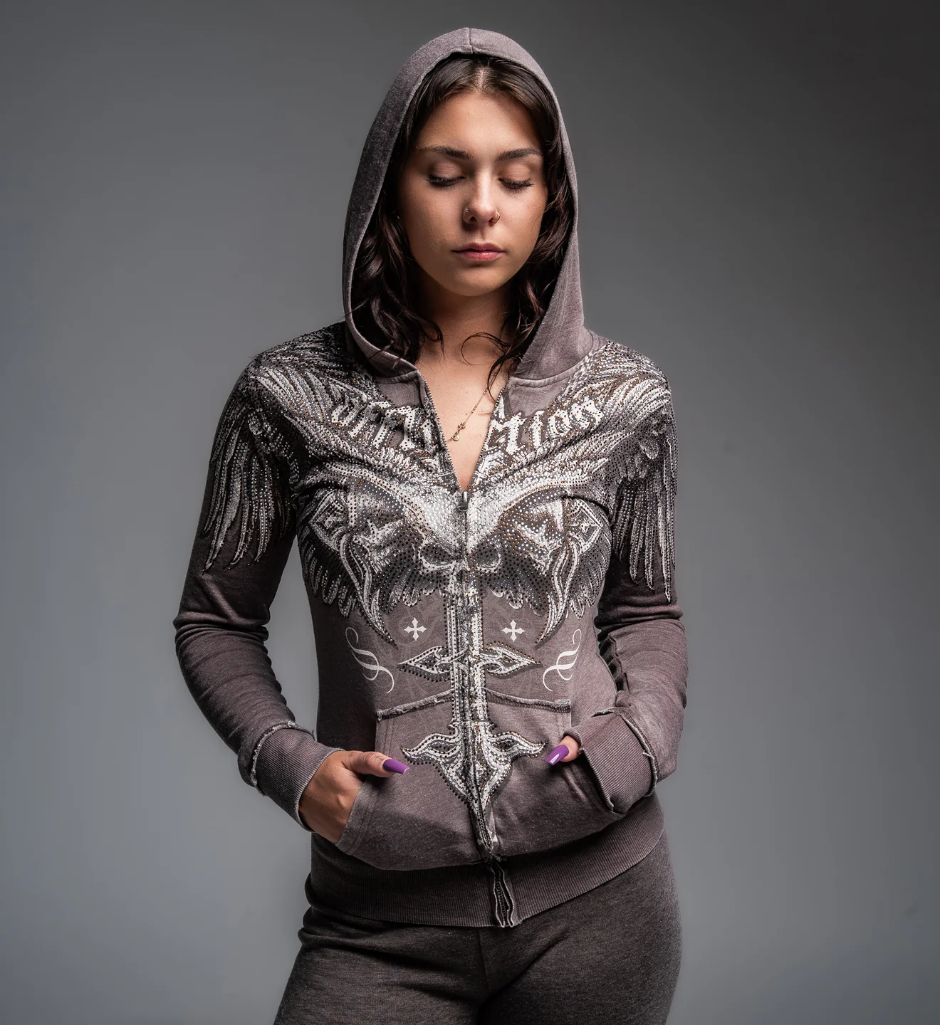 Death Eyes Burnout Zip-Up Hoodie - Image 7