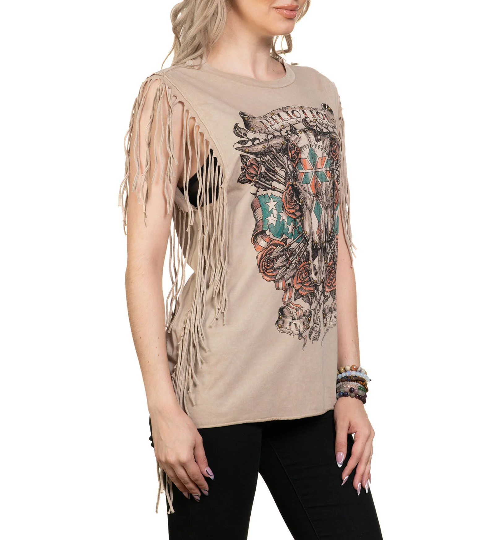 Little Bighorn Fringe Muscle Tee - Image 3