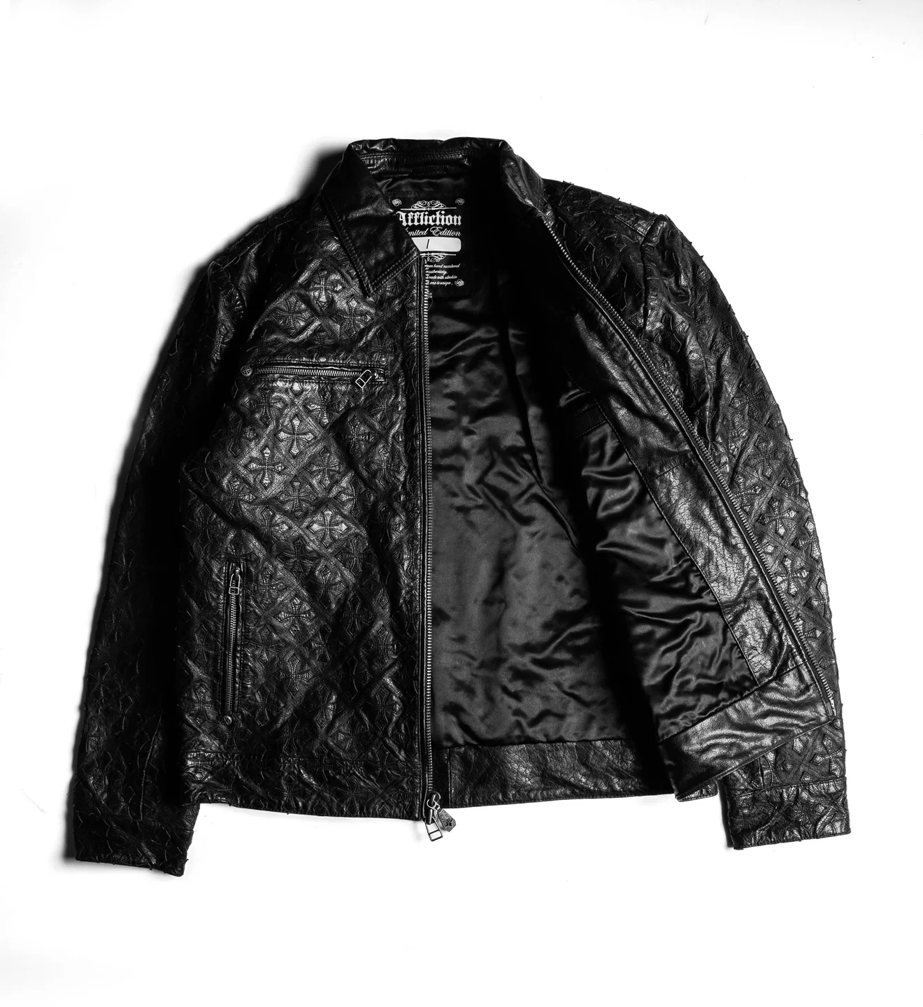 Quilted Cross Leather Jacket - Image 7