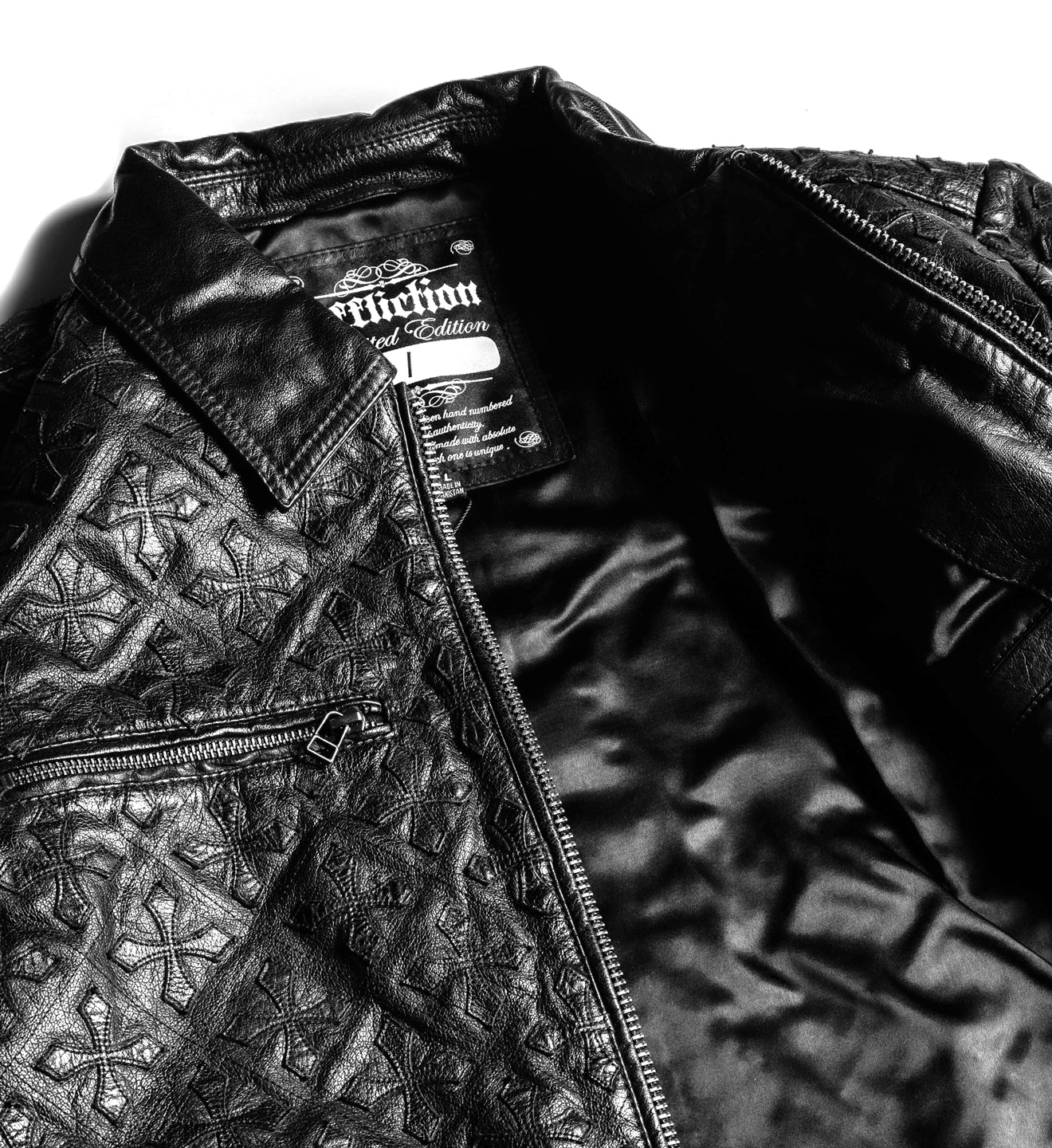 Quilted Cross Leather Jacket - Image 8