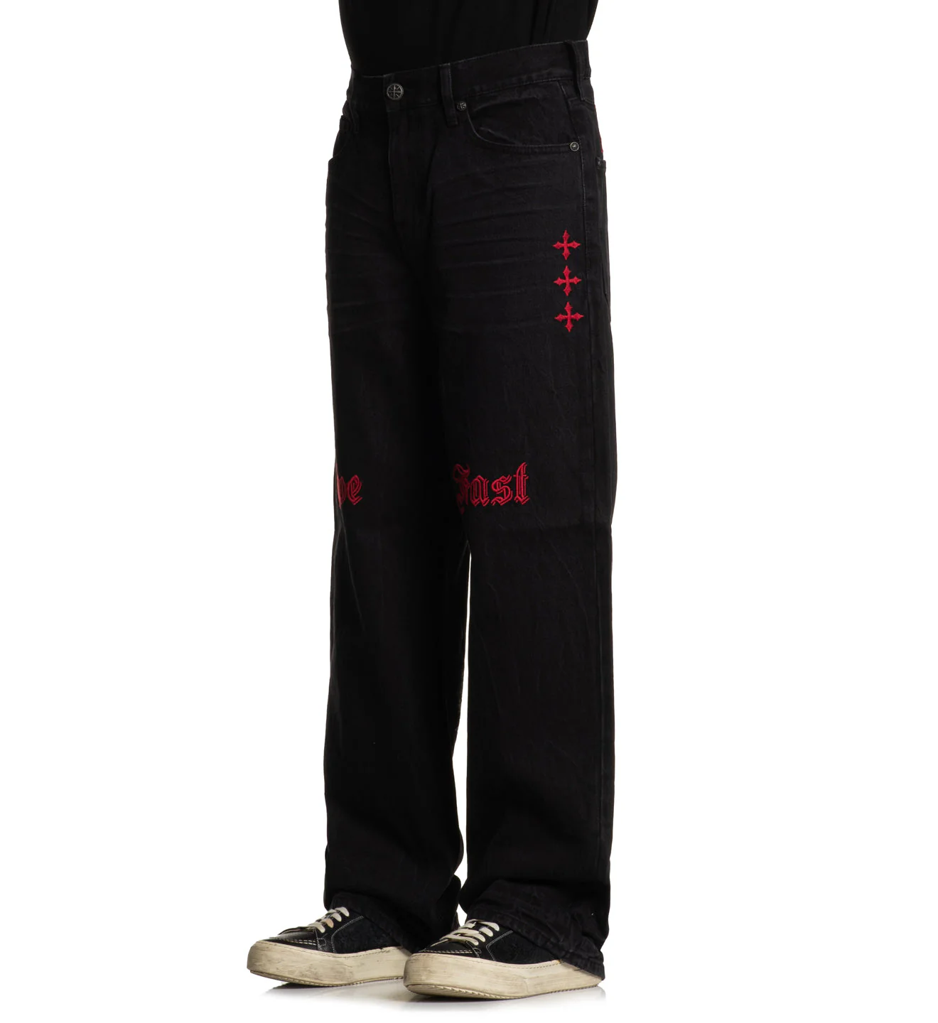 Wide Leg Live Fast Black Jeans - Image 11
