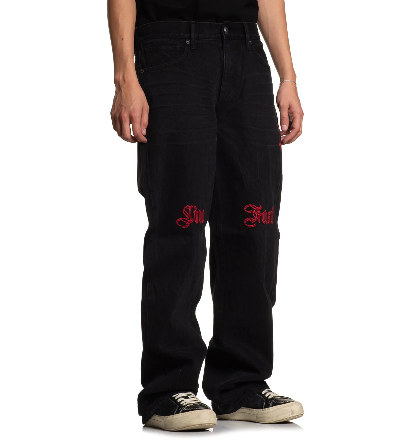 Wide Leg Live Fast Black Jeans - Image 14