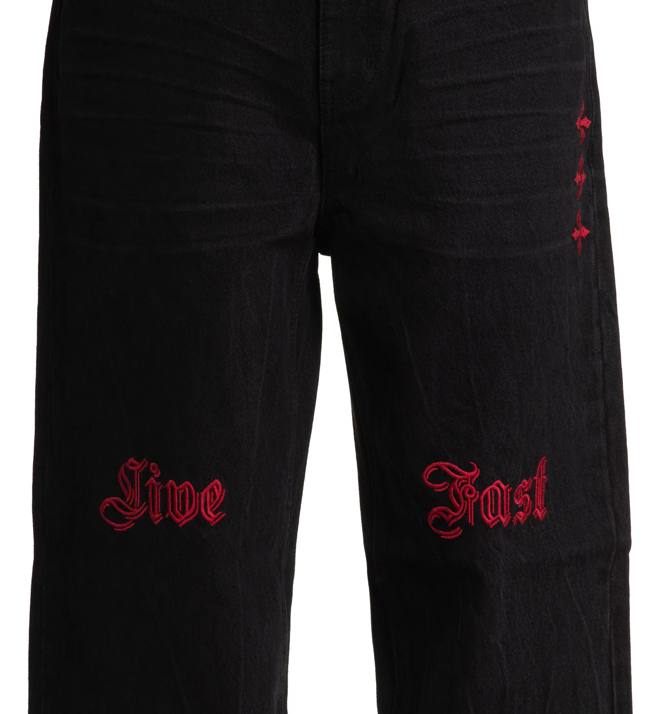 Wide Leg Live Fast Black Jeans - Image 3