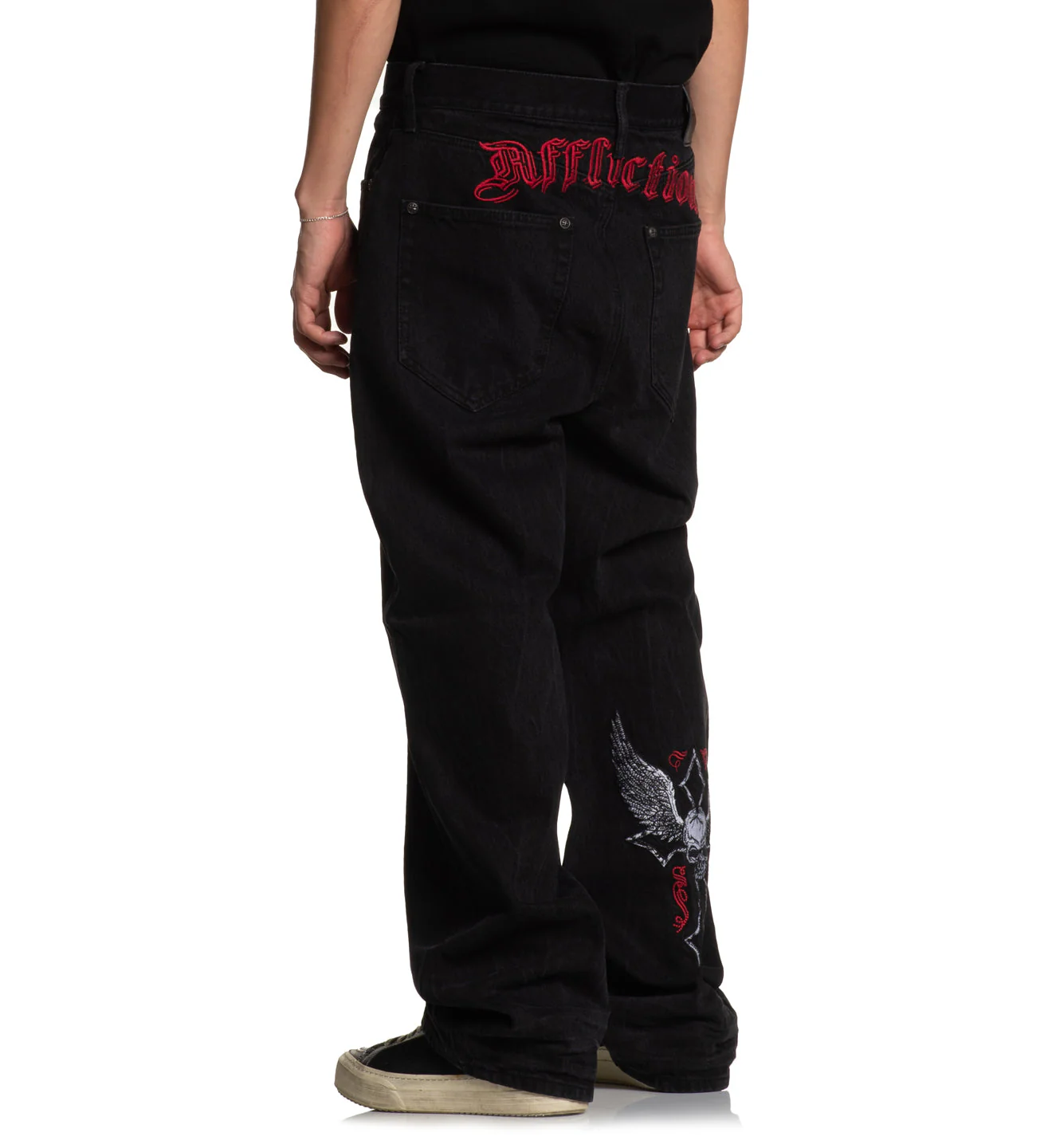 Wide Leg Live Fast Black Jeans - Image 9